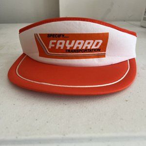 VTG Rare Specify Fayard Transportation Visor Orange & White